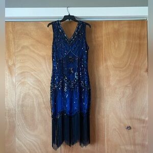 Elegant Blue Sequin Dress